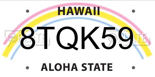 8TQK59 Hawaii License Plate