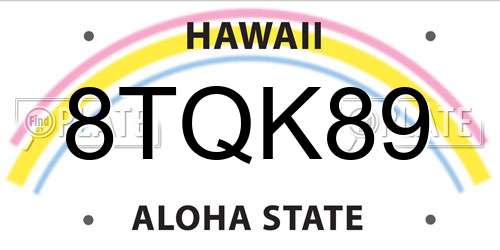 8TQK89 Hawaii License Plate