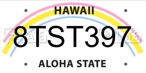 8TST397 Hawaii License Plate