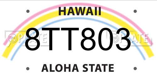 8TT803 Hawaii License Plate