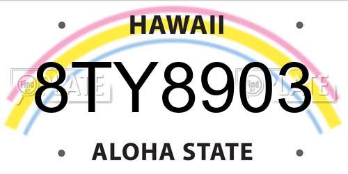8TY8903 Hawaii License Plate
