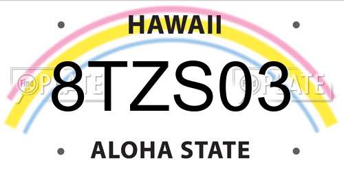 8TZS03 Hawaii License Plate