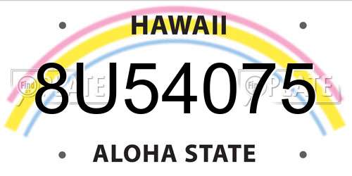 8U54075 Hawaii License Plate