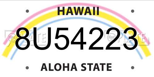 8U54223 Hawaii License Plate