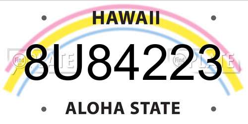 8U84223 Hawaii License Plate