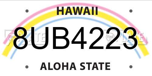 8UB4223 Hawaii License Plate