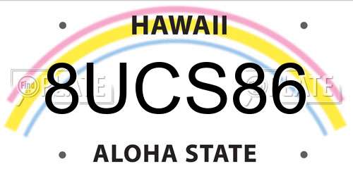 8UCS86 Hawaii License Plate