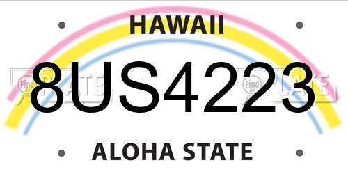 8US4223 Hawaii License Plate