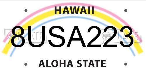 8USA223 Hawaii License Plate