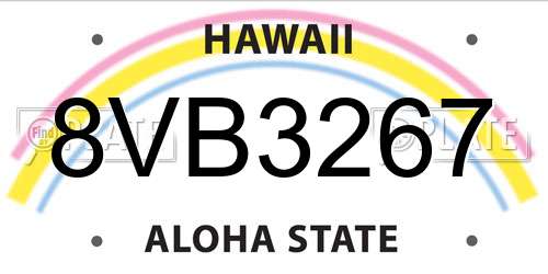 8VB3267 Hawaii License Plate