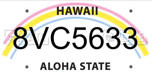 8VC5633 Hawaii License Plate
