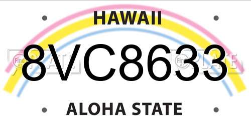 8VC8633 Hawaii License Plate