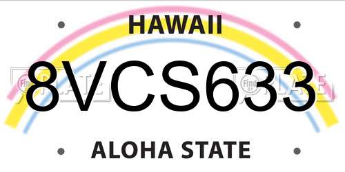 8VCS633 Hawaii License Plate