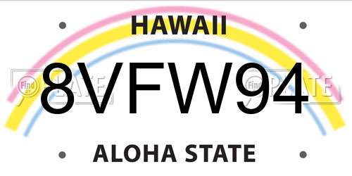 8VFW94 Hawaii License Plate