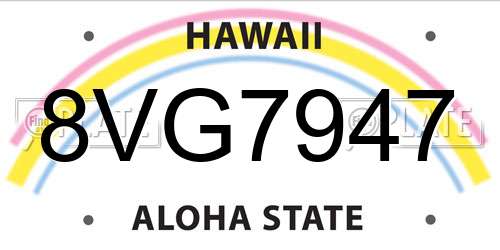 8VG7947 Hawaii License Plate