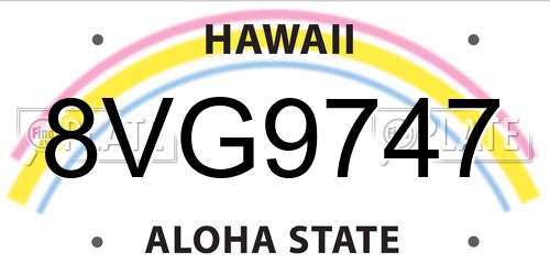 8VG9747 Hawaii License Plate