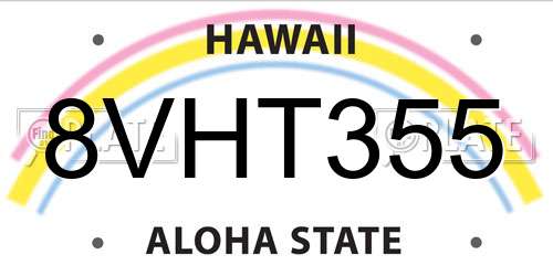 8VHT355 Hawaii License Plate