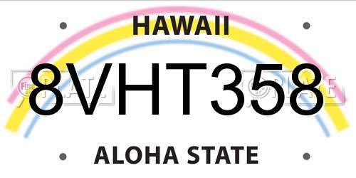 8VHT358 Hawaii License Plate