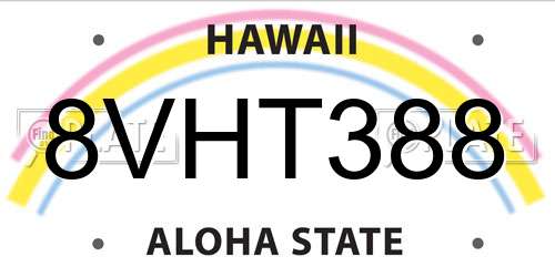 8VHT388 Hawaii License Plate