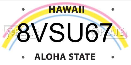 8VSU67 Hawaii License Plate