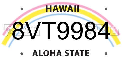 8VT9984 Hawaii License Plate
