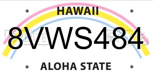 8VWS484 Hawaii License Plate