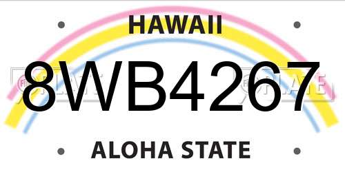 8WB4267 Hawaii License Plate
