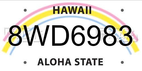 8WD6983 Hawaii License Plate