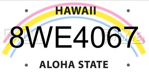 8WE4067 Hawaii License Plate