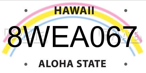 8WEA067 Hawaii License Plate