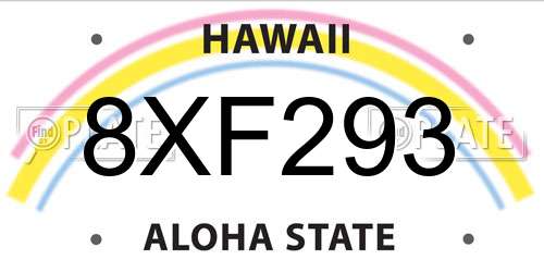8XF293 Hawaii License Plate