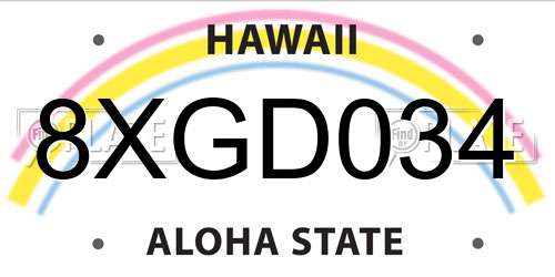 8XGD034 Hawaii License Plate