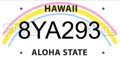 8YA293 Hawaii License Plate