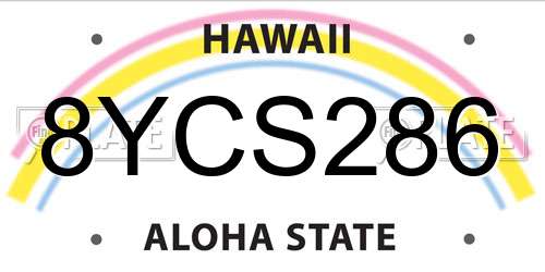 8YCS286 Hawaii License Plate