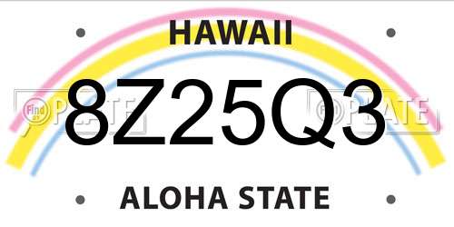 8Z25Q3 Hawaii License Plate