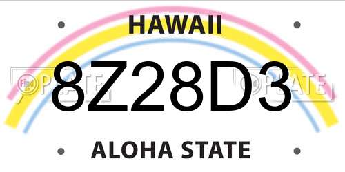 8Z28D3 Hawaii License Plate