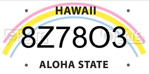 8Z78O3 Hawaii License Plate