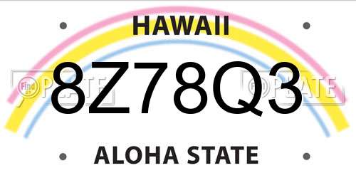 8Z78Q3 Hawaii License Plate