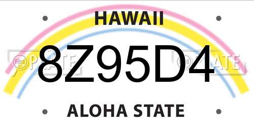 8Z95D4 Hawaii License Plate