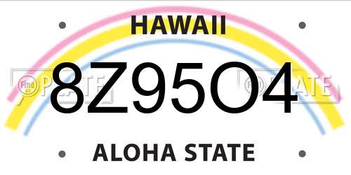 8Z95O4 Hawaii License Plate