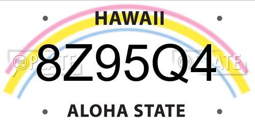8Z95Q4 Hawaii License Plate