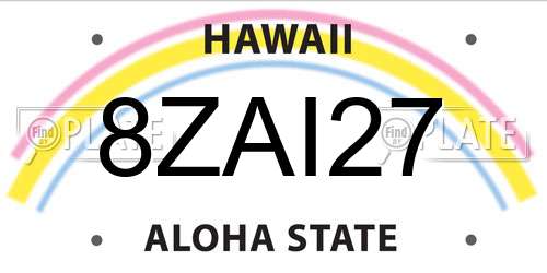 8ZAI27 Hawaii License Plate