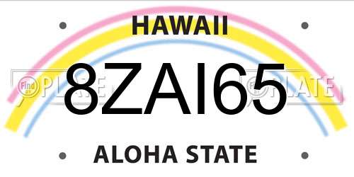 8ZAI65 Hawaii License Plate