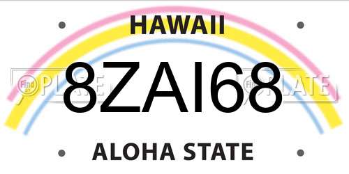 8ZAI68 Hawaii License Plate