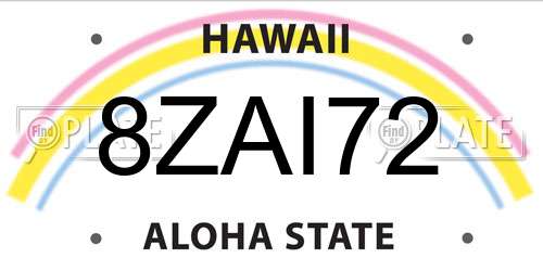 8ZAI72 Hawaii License Plate