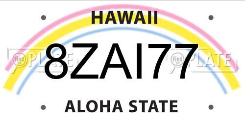 8ZAI77 Hawaii License Plate