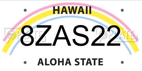 8ZAS22 Hawaii License Plate