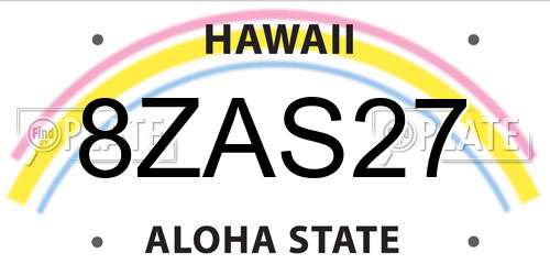 8ZAS27 Hawaii License Plate