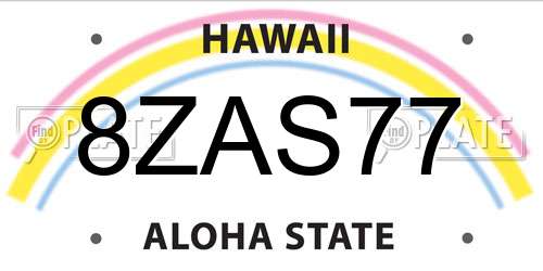 8ZAS77 Hawaii License Plate