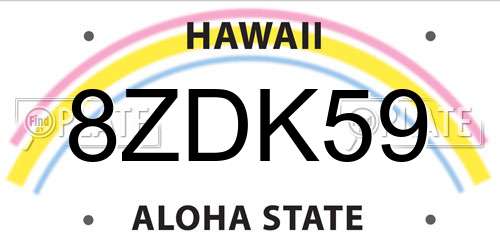 8ZDK59 Hawaii License Plate